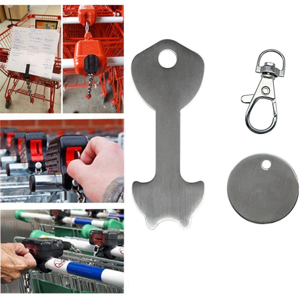 QUINTON Troli Token Logam Dapat Dilepas Aluminium Alloy Koin Alternatif Gantungan Kunci