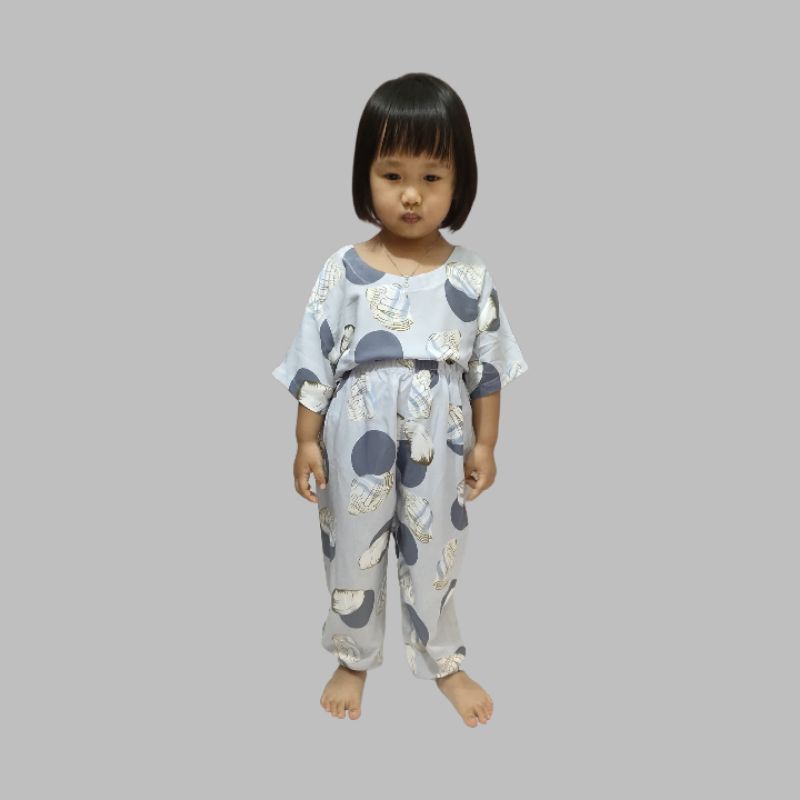 Moura Set Shell Rayon Long Pants Piyama Anak