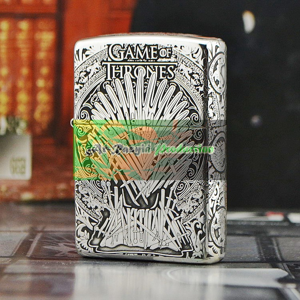 Korek Api Roda Minyak Zippo Silver Motif Game of Thrones Iron Throne