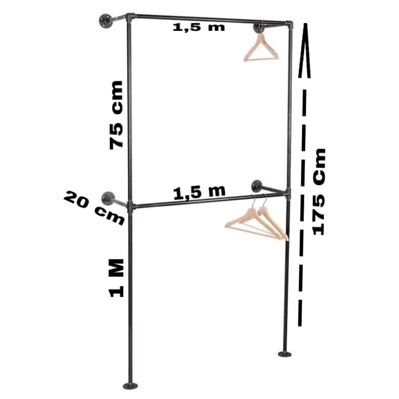 RAK BAJU / Gantungan Hanger/ tempat gantungan baju/rak pipa besi/pipa besi/rak industrial