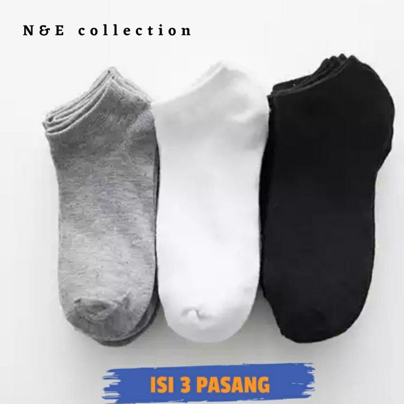 3 PASANG Kaos kaki pendek pria wanita, angkle sock