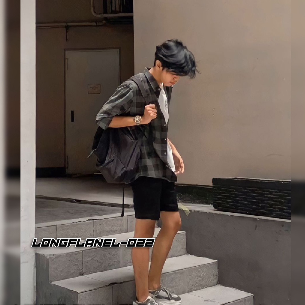 KEMAJA FLANEL BECCO.ID ORIGINAL KEMEJA CASUAL PRIA KEMEJA FLANEL PANJANG DARK GREY