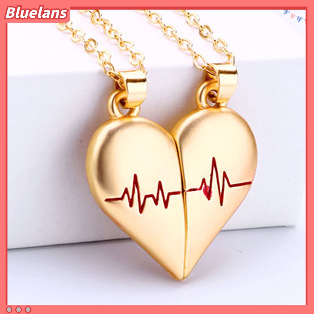 2pcs / Set Kalung Desain Puzzle Hati Bahan Alloy Electroplating Untuk Pasangan