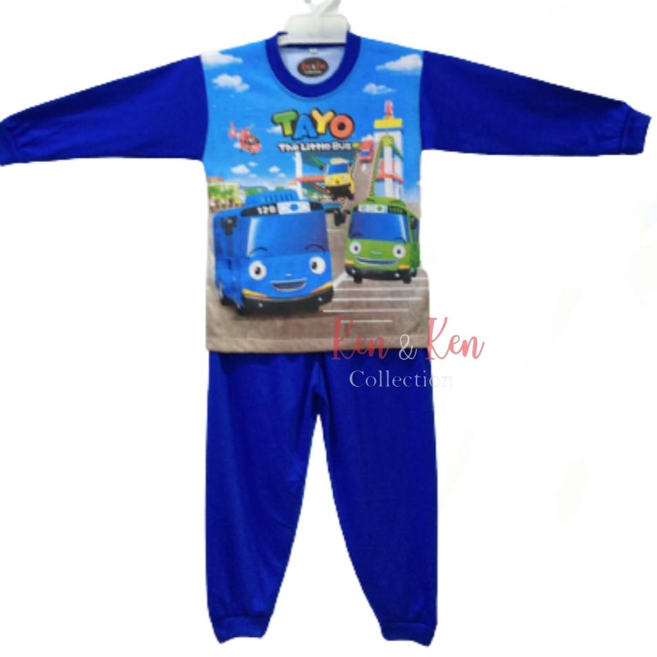 M3E7 Setelan Anak Laki - Laki Tangan panjang Tayo / Baju Tayo / Baju Tangan  Panjang / Baju Tidur Ta