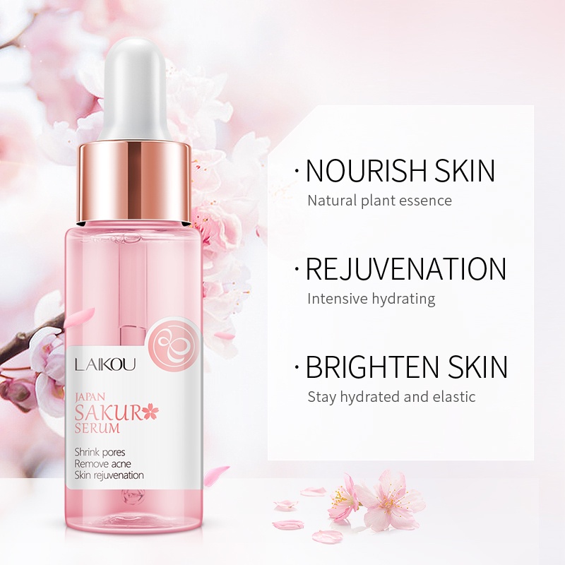 LAIKOU Japan Sakura Glowing Serum Facial Foam Cleanser Krim Peringan Kerutan 3pcs/Set