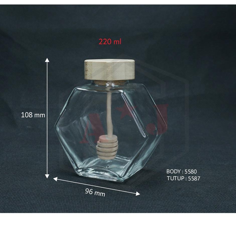 {BEK.18Oc22ᴼ} Botol Kaca Madu Hexagon Kosong 100 ml/ 220/380 Ml/Botol Kaca Madu 220/380 Ml/Yk