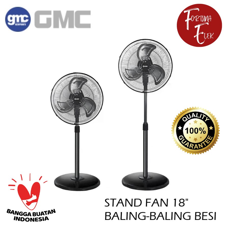 GMC Stand Fan 16 Inch BM 318 Kipas Angin Berdiri Baling baling Besi