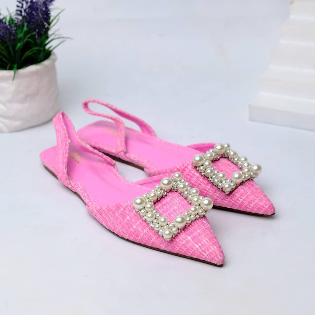 [7.7 Boombastis Sale⚡] - SEPATU WANITA FLAT SHOES SLING BACK ZS482 PREMIUM IMPORT