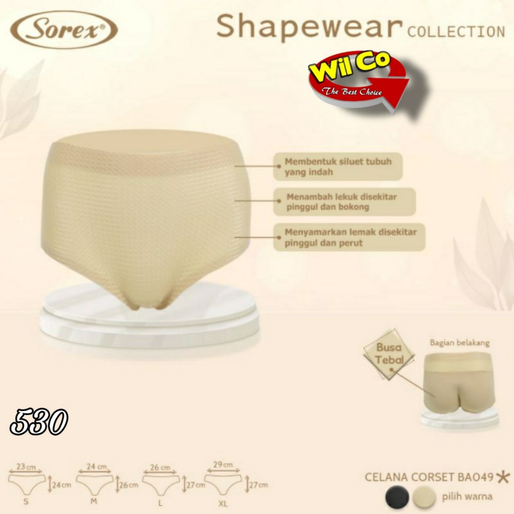 K530 - (Harga Per 1Pcs) CELANA BUSA WANITA SHAPEWARE PEMBENTUK BOKONG SEXY SOREX SIZE S - XL