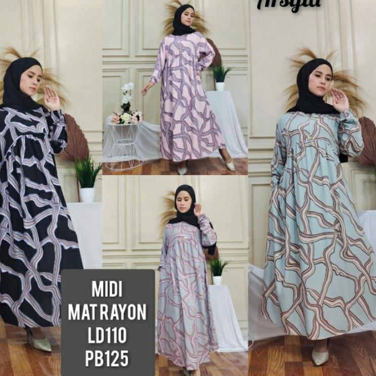 Paling Dicari MIDI DRESS//DRESS VANESA BY DELIVE//MIDI DRESS ANDIN//GAMIS RAYON//GAMIS DEWASA//DRESS