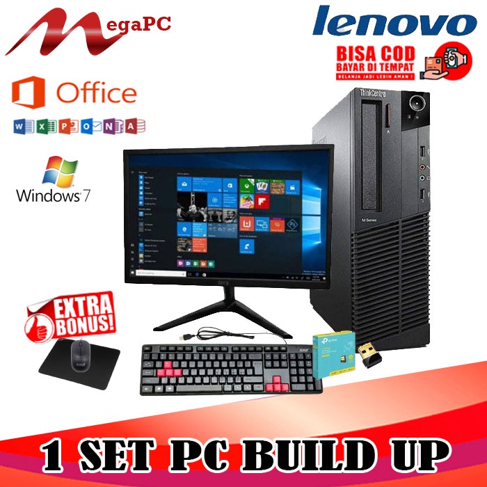 1 Set PC Build Up Lenovo Core i3 - RAM - HDD/SSD - Monitor 19inch Baru