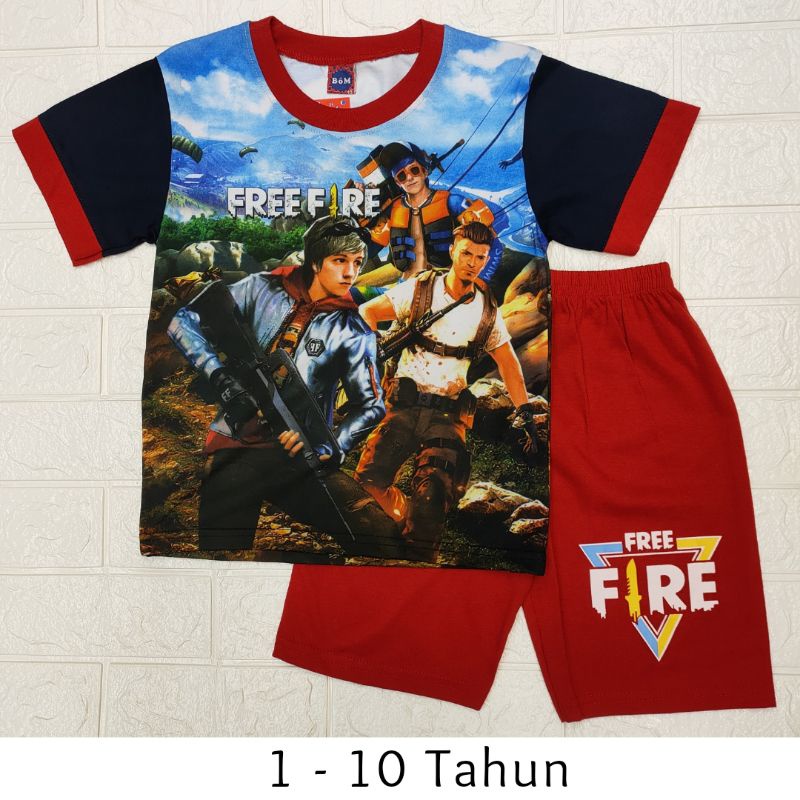 Fashion Setelan Free Fire / Kaos Celana Game Free Fire Anak #SL03