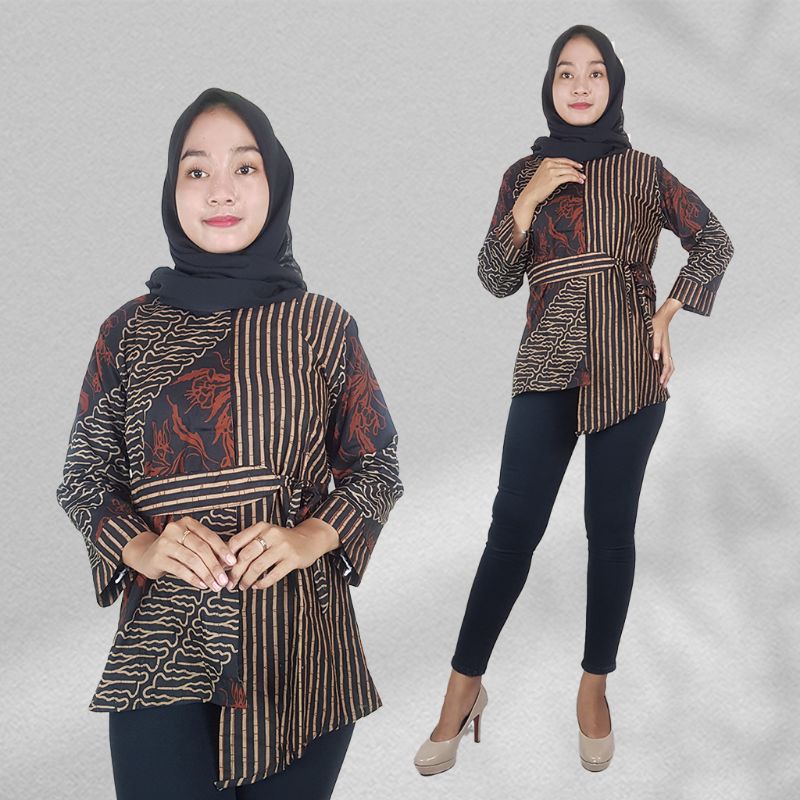 Blus Batik Sogan Tali Pinggang - Naira Batik