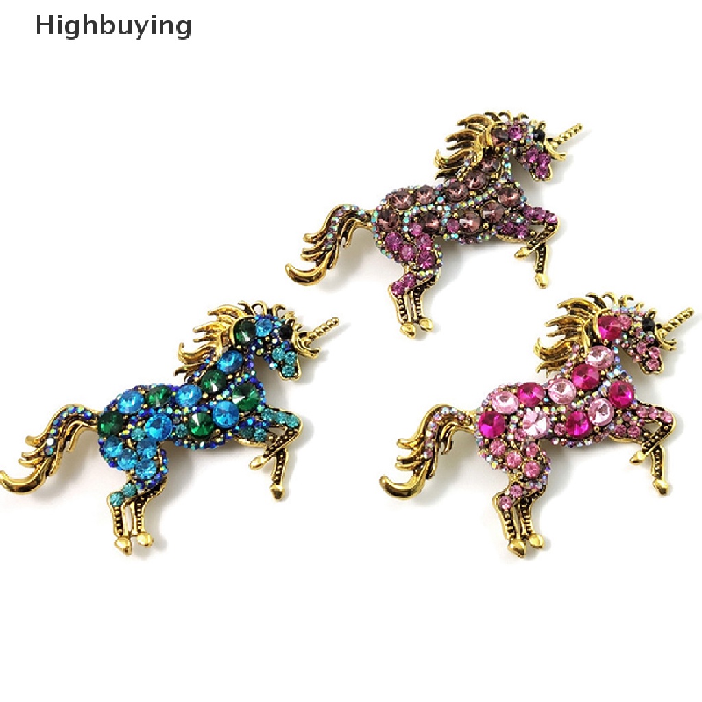 Bros Kristal Berlian Imitasi Bentuk Hewan Kuda Unicorn Bahan Alloy Gaya Vintage Untuk Wanita Glory