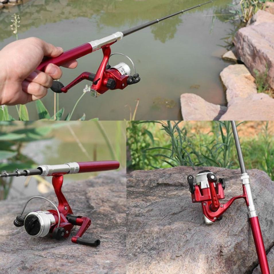 Pancingan Pena Aluminium Set + Reel Pancing Mini Pen Shape Fishing Rod +Spinning Reel Alat Memancing