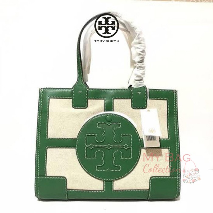 Tory Burch Ella Canvas Quadrant Tote Arugula