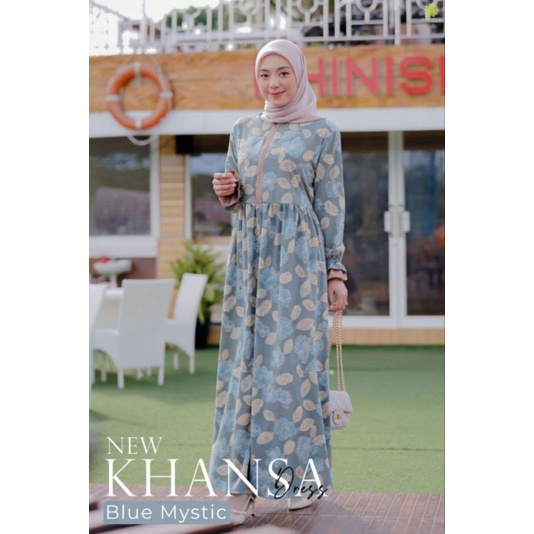 READY STOK NEW KHANSA DRESS BY RAGELA WARNA BLUE MISTIC
