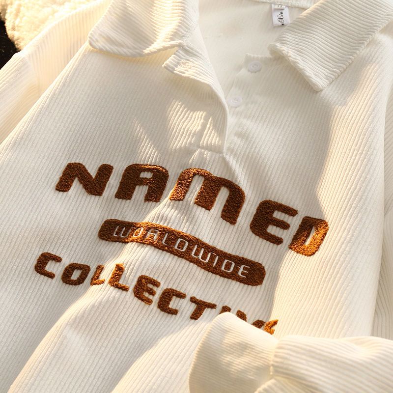 Nico##PoloKemeja Lengan Panjang Sweater Serbaguna Gaya Korea Longgar Top