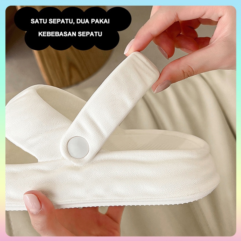 Sandal jelly wanita import terbaru 2022 sandal santai murah untuk wanita Soft Slipper Anti Slip Elastic Empuk PVC sol tebal