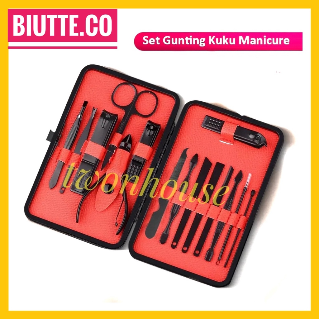 Gunting Kuku / Gunting Kuku Set / Alat Gunting Kuku / Pelatan Perawatan Kuku / Art Set Manicure Pedicure 15 in 1 / Gunting Kuku Pemotong Manikur Set Clippers Set 15 Pcs Stainless Steel Nail Cutting Pedicure Manicure Kit Cuticle Grooming Set Personal Nail