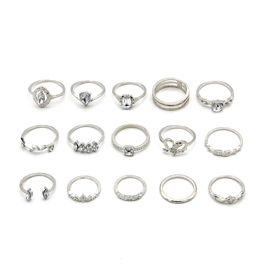 13pcs / Set Cincin Berlian Gaya Retro Untuk Wanita