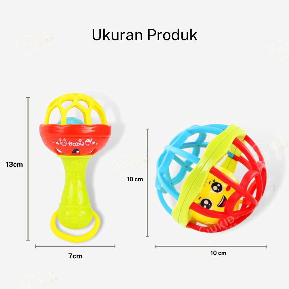 NIUKID MAINAN KERINCINGAN BAYI TEETHER RATTLE STICK MAINAN GIGITAN BAYI BPA FREE