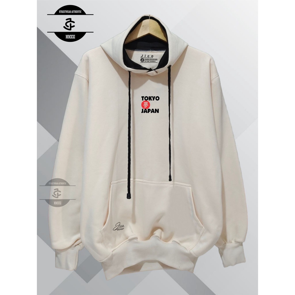 Jaket Hoodie Pria Cod Aesthetic Tokyo Japan Original JICO Brand Distro Kota Bandung Terbaru Terpopuler Dan Terlaris Oversize Unisex Sweater Hoodie Pria Katun Casual Distro Masa Kini Hudie Pria Wanita Hodie Casual Warna Cream Jaket Pria Hoodie Distro