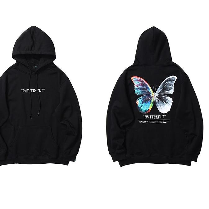 Terkini Grosir--Hoodie Aesthetic Estetik Gambar Butter fly Pria Wanita