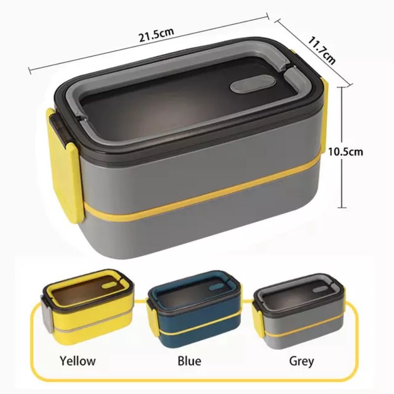 KOTAK MAKAN BENTO DUBBLE DECK /LUNCHBOX HANDLE PREMIUM 1400ml//TEDEMEI 6123 6122