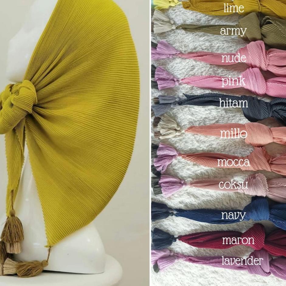[BKM.18Oc22e] jilbab segiempat plisket polos / plain pompom tassel polycotton