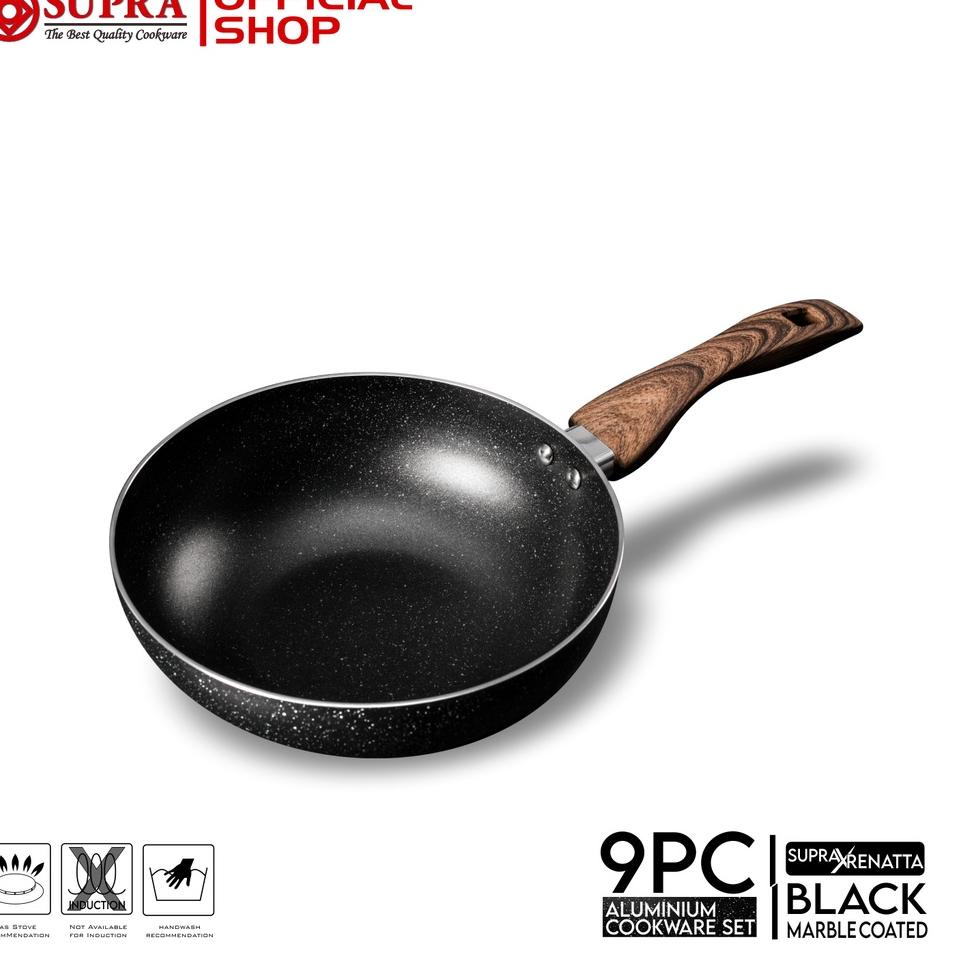 Terbaik SUPRA Panci Set Alumunium Anti Lengket Renatta Moeloek Signature 9 Pcs Marble Coated