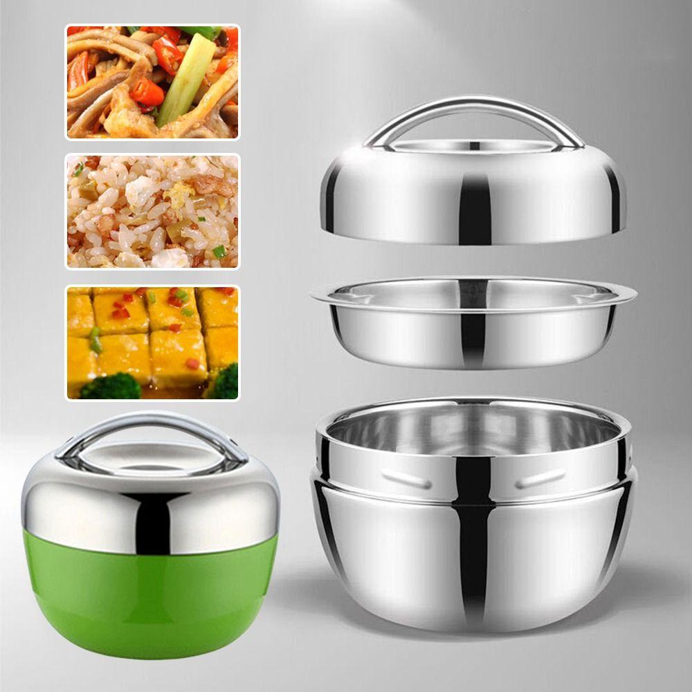 Solighter Lunch Box Microwavable Stainless Steel Untuk Siswa Pekerja Kantor Untuk Anak-Anak Tahan Panas Thermal