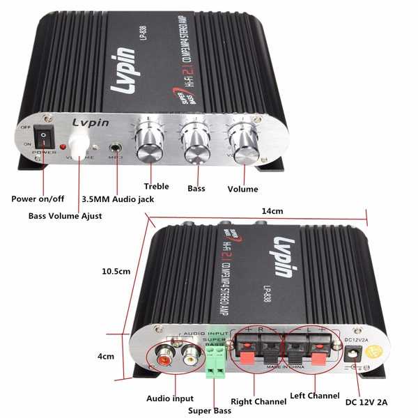 BEST AMPLI - LVPIN HIFI STEREO AMPLIFIER MINI TREBLE BASS BOOSTER 12V 20W - TGIW445A8