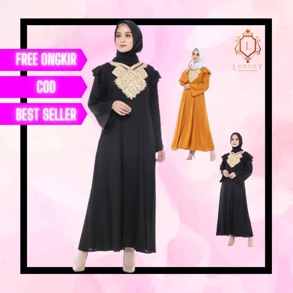 Abaya Viral Jumbo Gamis Dewasa Model Syari Turki Pesta Lengan Panjang Turkey 2022 Terbaru Hijab Mura