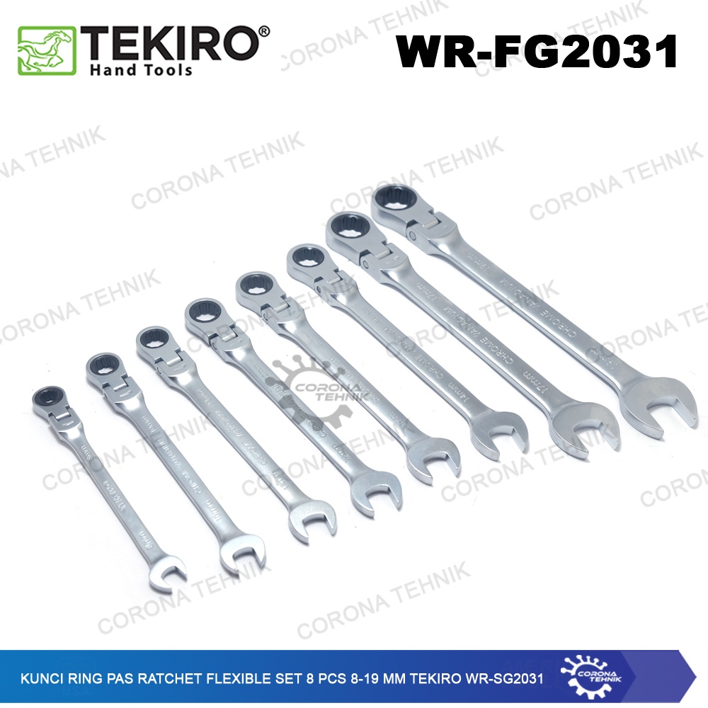 WR-FG2031 - Kunci Ring Pas Ratchet Flexible Set 8 Pcs 8-19 mm Tekiro