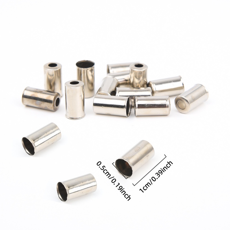 100pcs Tutup Ujung Kabel Rem Sepeda Gunung Ukuran 5x10mm Warna Silver