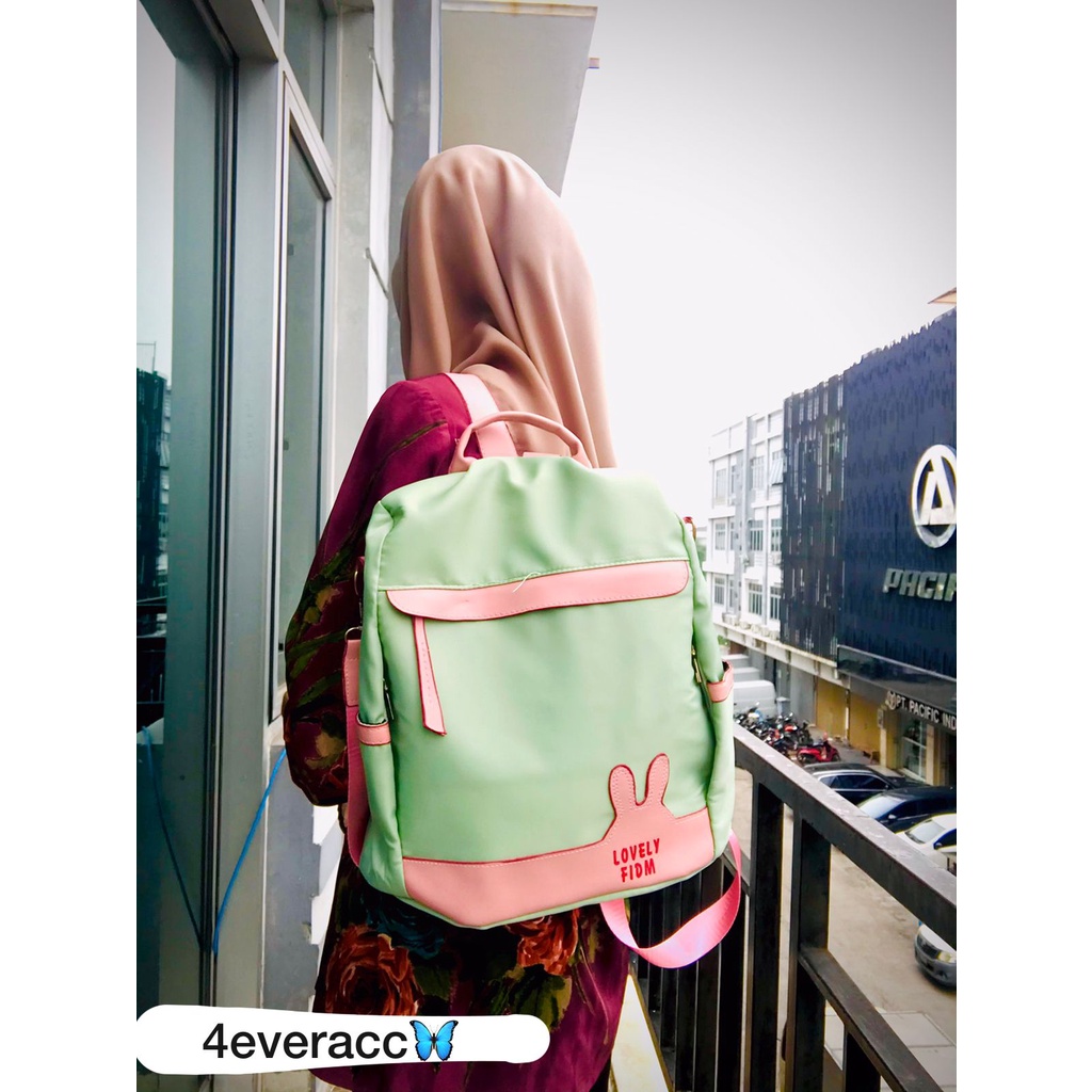 Tas Ransel Wanita Peonia Import Kantor Kerja Sekolah with gantungan