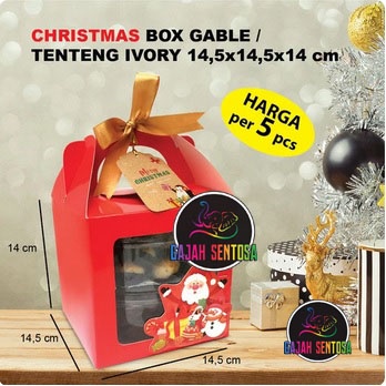 

GABLE BOX | DOS TENTENG NATAL 14,5x14,5x14 cm IVORY MERAH