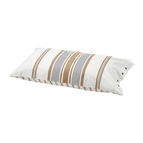 LAPPDUNORT Sarung bantal, putih cokelat garis-garis, 50x80 cm