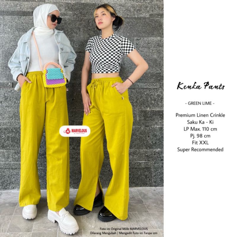 KENKA PANTS BY MARVELOUS / CELANA KULOT WANITA / Celana panjang muslimah linen crincle premium