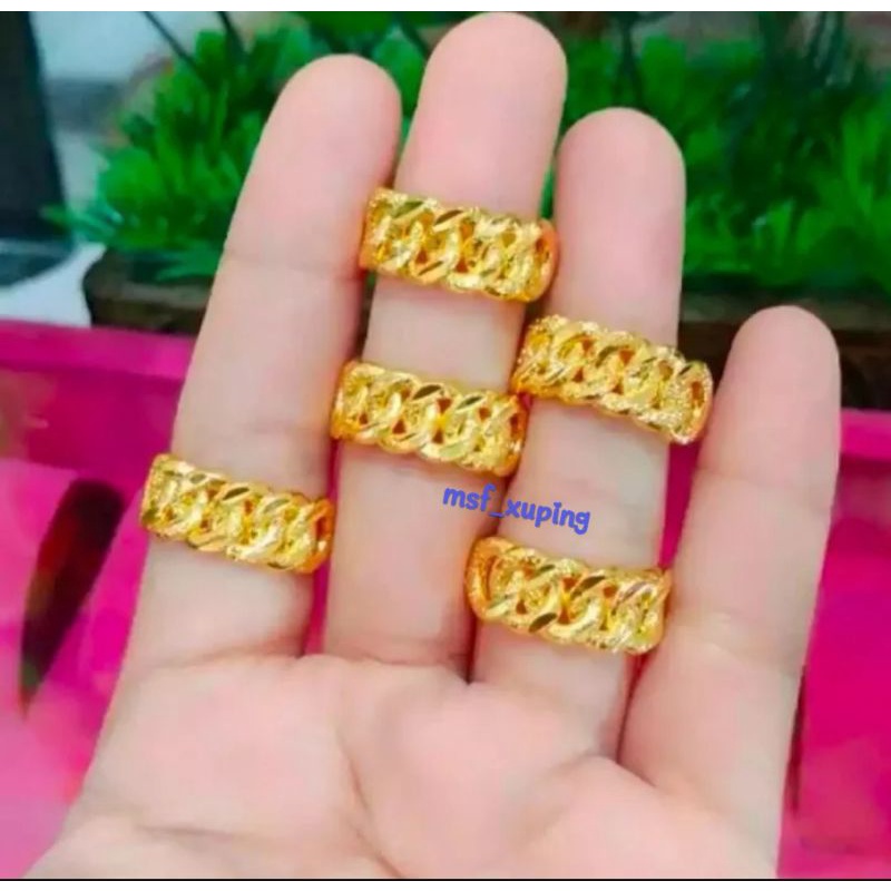Cincin Cewe Motif emas Rante warna Emas 24K xuping