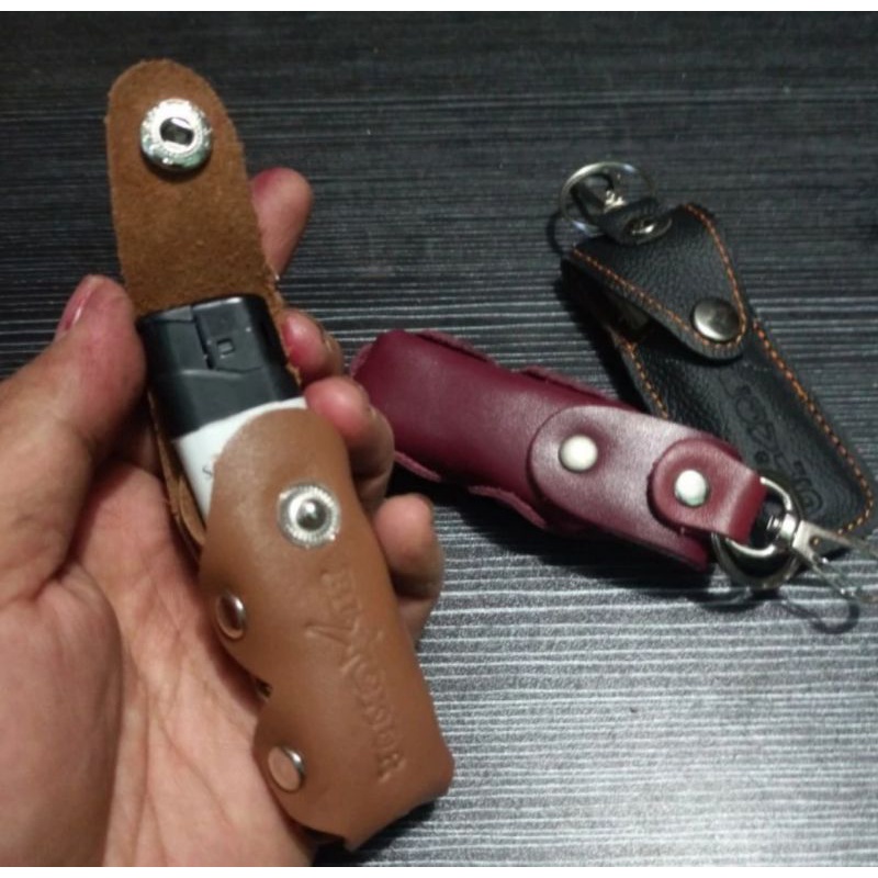 gantungan kunci motor kulit asli minimalis gantungan korek