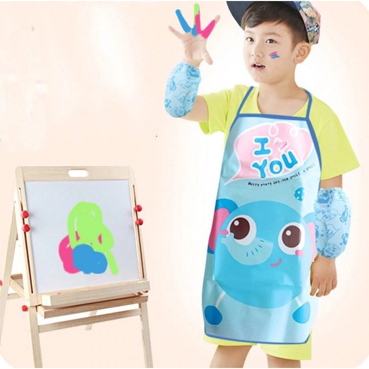 TOMUMUDA Celemek Masak Melukis Anak Kids Cooking Apron - Celemek Anak Plastik Tahan Air - Apron Anak