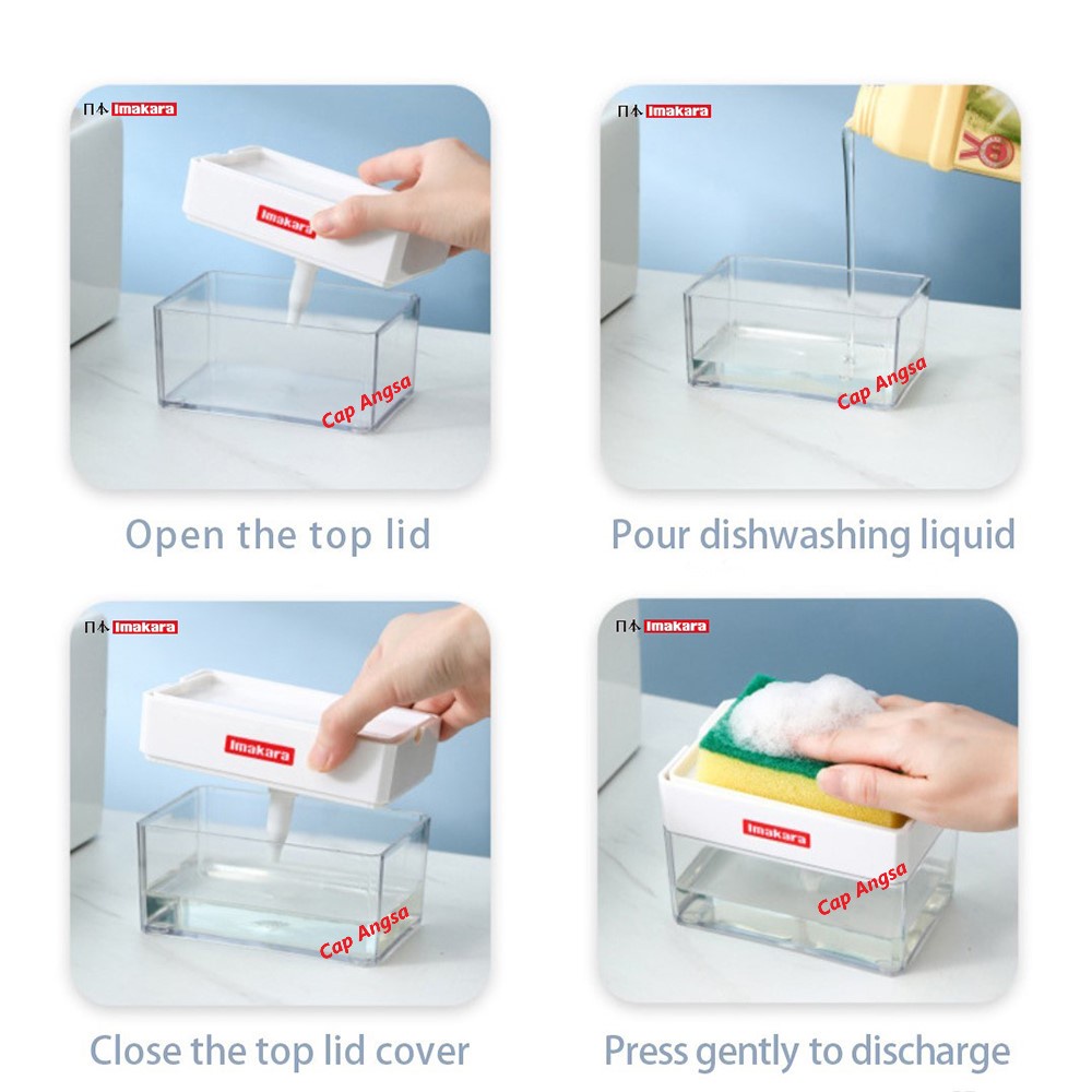 JAPAN IMAKARA DISPENSER TEMPAT WADAH SABUN MESIN CUCI CAIR DISWASHING LIQUID SOAP BOX DETERGEN BOX SPONS PUMP