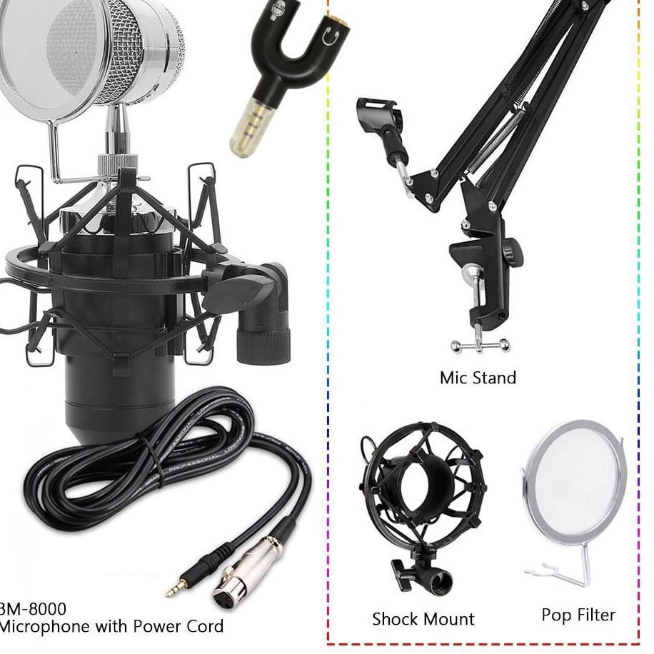 Harga Termuraah Paket Ekonomis Mic Kondenser BM-8000 / Paket Rekaman Microphone BM-8000 Merk Taffwar