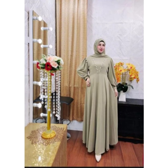 gamis Muslim terbaru -gamis lamaran siple elegan gamis bisa d pakai sehari hari