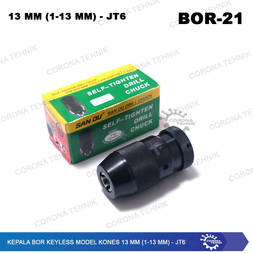 JT6 - Kepala Bor Keyless Model Kones 13 mm (1-13 mm)