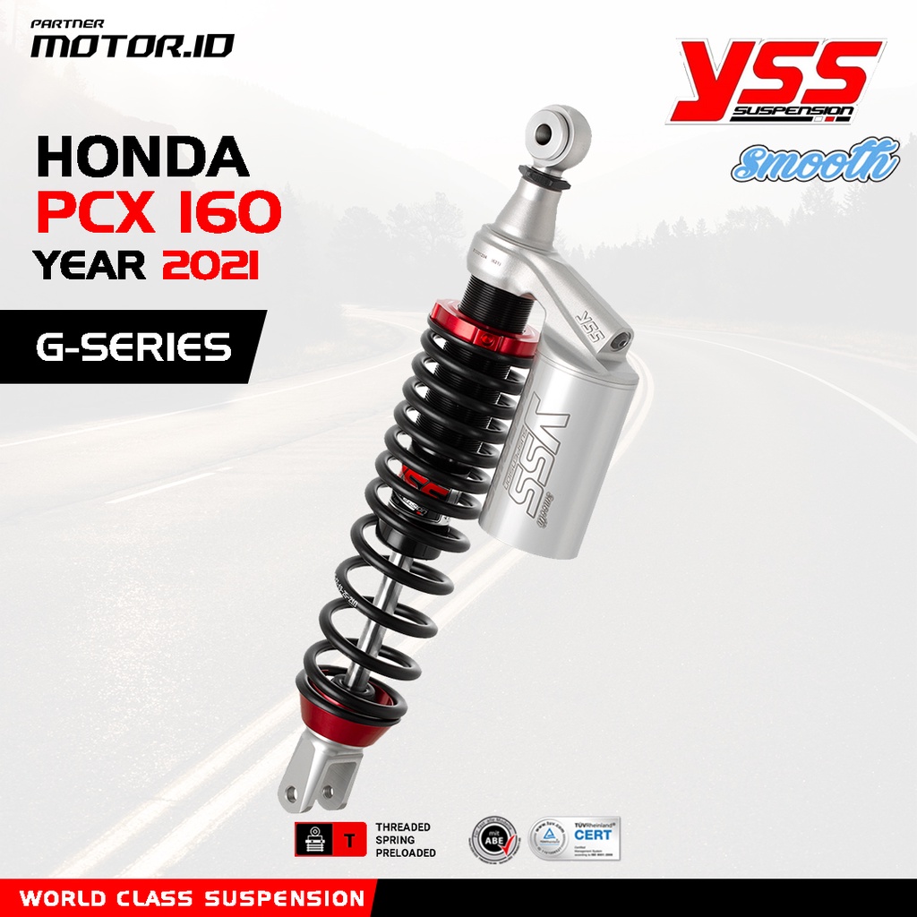 SHOCK BELAKANG HONDA PCX 160 YSS G-PLUS SMOOTH BLACK RED SERIES