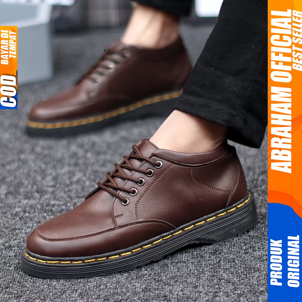 Sepatu Pantofel Formal Docmart Low Boots Kerja Kantor Pria Hitam Abraham GAVI