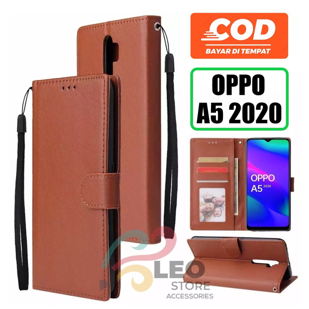 DOMPET HP UNTUK OPPO A5 2020 LEATHER FLIP CASE UNTUK OPPO A5 2020